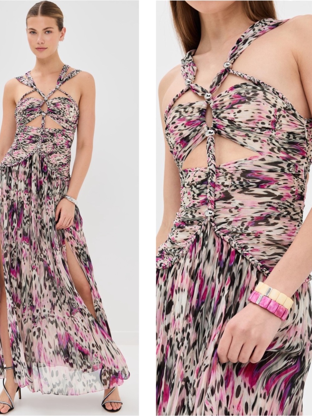 ISABEL MARANT Rafael Cutout Embellished Braided Silk Maxi Dress Size 2